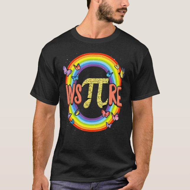 Pi Day Inspire Rainbow Math T Shirt (Framsida)