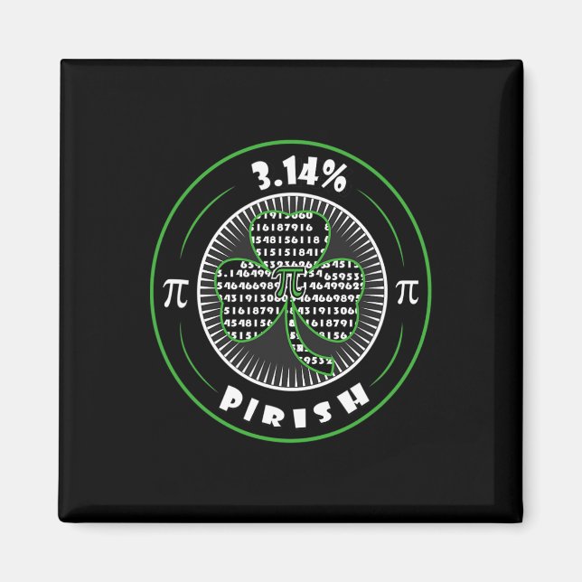 Pi Day Irish Shamrock Klöver Pirish Math Älskare G Magnet (Framsidan)