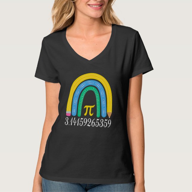 Pi Day Matching Math Physic Teacher Rainbow Funny  T Shirt (Framsida)