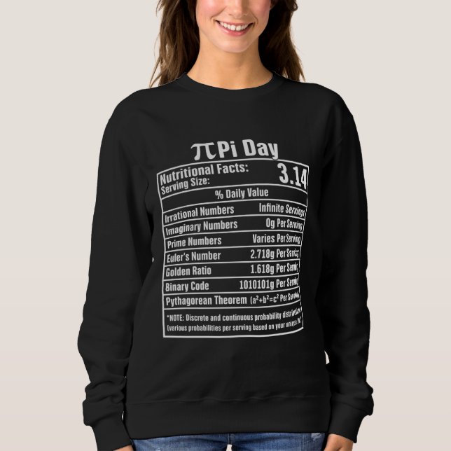 Pi Day Nutritional Facts  Nutrition Math Geek Scie T Shirt (Framsida)