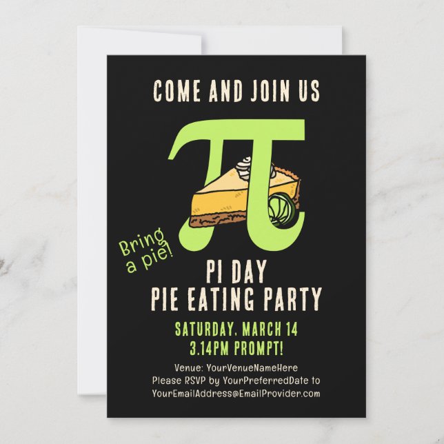 PI DAY Paj Eating Party Inbjudningar (Framsida)