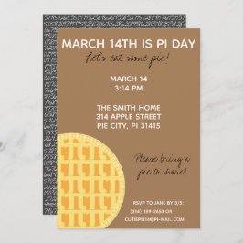 Pi Day Party-inbjudan med Pi-siffror på baksidan! Inbjudningar