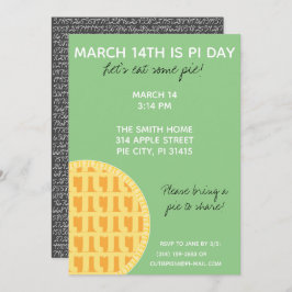 Pi Day Party-inbjudan med Pi-siffror på baksidan! Inbjudningar