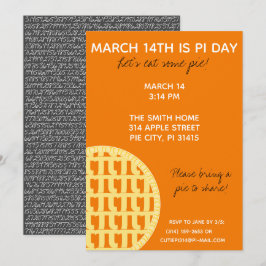 Pi Day Party-inbjudan med Pi-siffror på baksidan! Inbjudningar