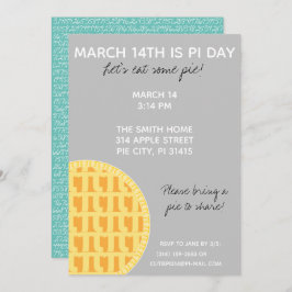 Pi Day Party-inbjudan med Pi-siffror på baksidan! Inbjudningar