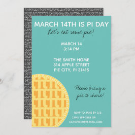 Pi Day Party-inbjudan med Pi-siffror på baksidan! Inbjudningar
