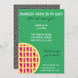 Pi Day Party-inbjudan med Pi-siffror på baksidan! Inbjudningar