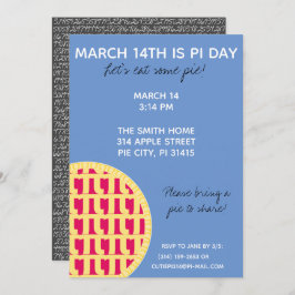 Pi Day Party-inbjudan med Pi-siffror på baksidan! Inbjudningar