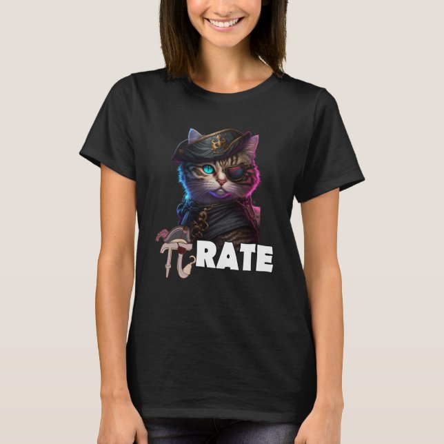 Pi Day Pirat Cat Math Science Teacher Pi rate 3 1 T Shirt (Framsida)