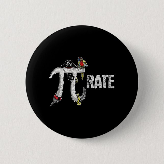 Pi Day Pirat Roligt Pi Day Tee pirat Älskare Knapp (Framsida)