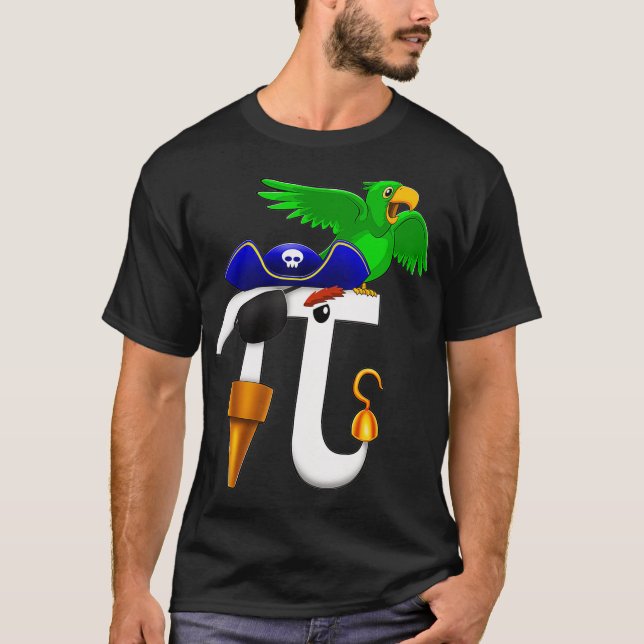 PI Day Pirat T Shirt Math Geek Parrot Gift Manar W (Framsida)