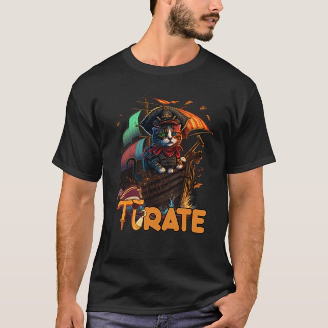 Pi Day Pirate Cat 3 14  Math Science Teacher Pi ra T Shirt (Framsida)