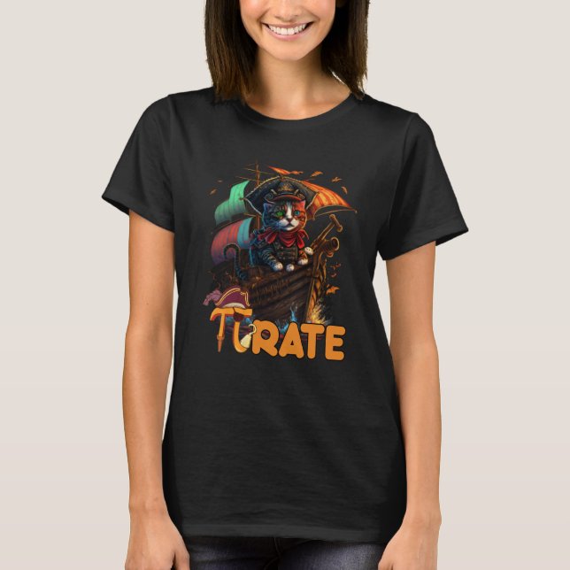 Pi Day Pirate Cat 3 14  Math Science Teacher Pi ra T Shirt (Framsida)