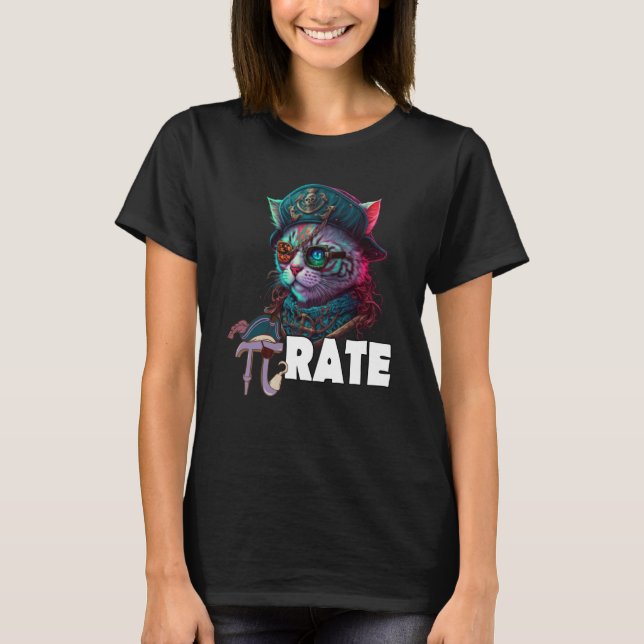 Pi Day Pirate Cat 3 14 Math Science Teacher Pi Rat T Shirt (Framsida)