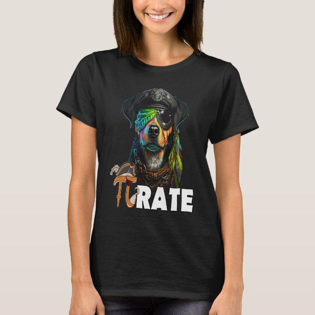 Pi Day Pirate Dog 3 14 Funny Math Science Teacher  T Shirt (Framsida)