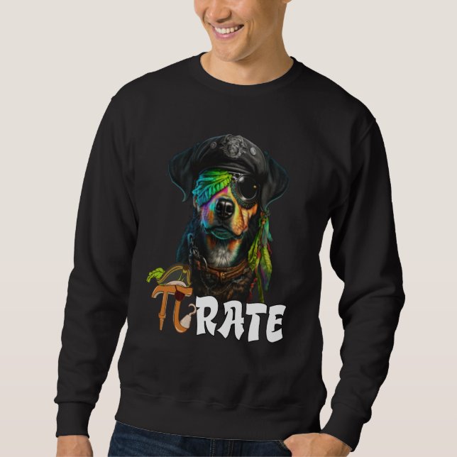 Pi Day Pirate Dog 3 14 Math Science Teacher Pi Rat Lång Ärmad Tröja (Framsida)