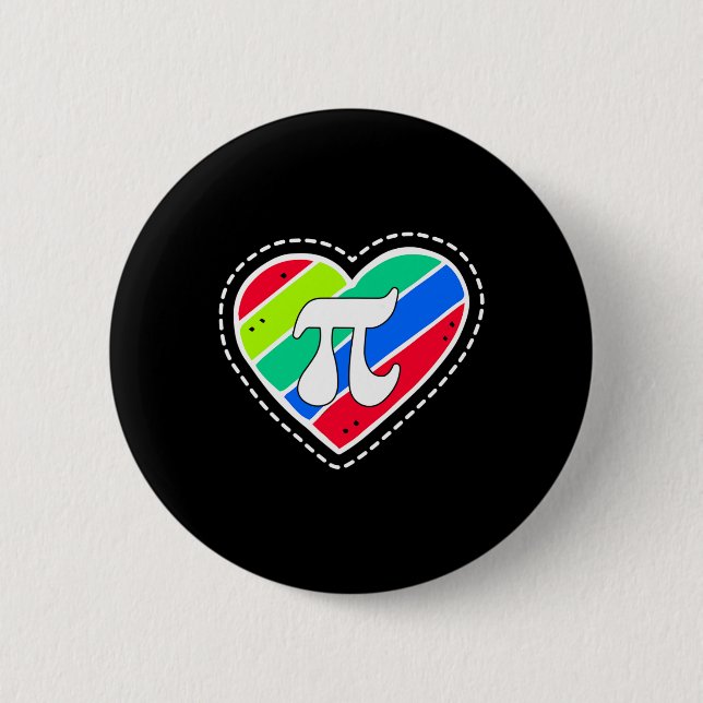 Pi Day Rainbow Hearts Math Teacher Gift Knapp (Framsida)