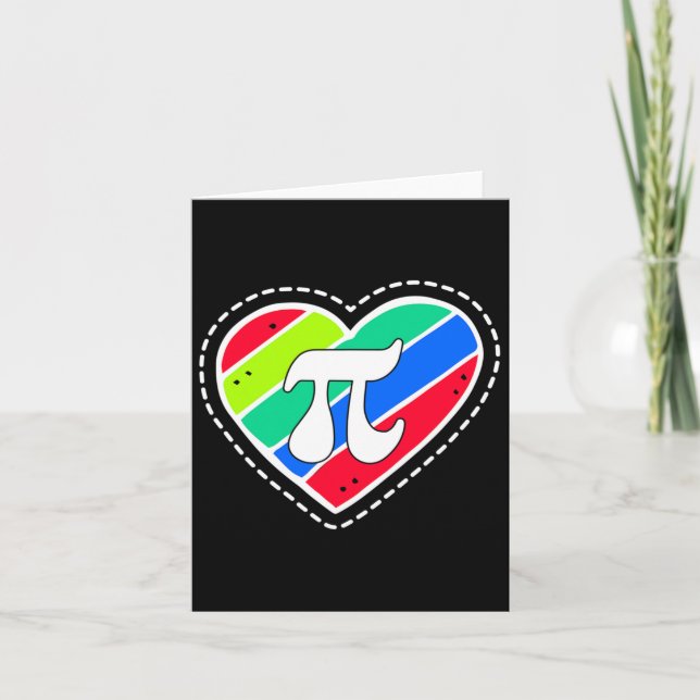 Pi Day Rainbow Hearts Math Teacher Gift Kort (Framsida)
