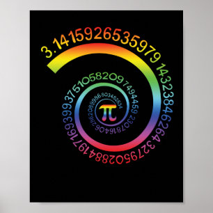Pi Day Shirt Spiral Pi Färg Numbers Teacher Stude Poster