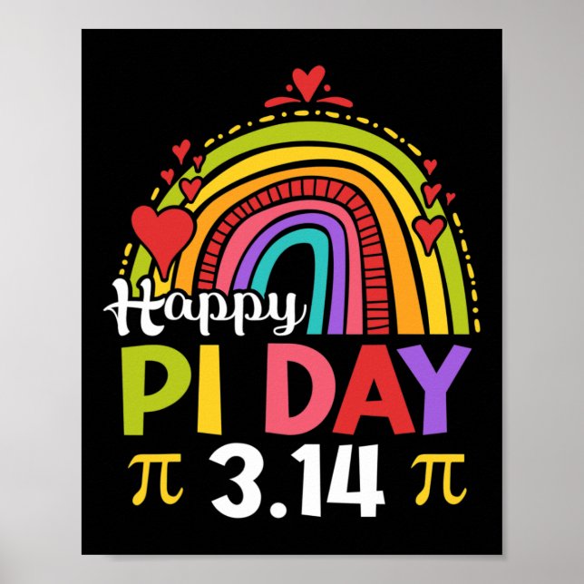 Pi Day Shirt Teacher Rainbow Funny Lycklig Pi Day  Poster (Framsidan)