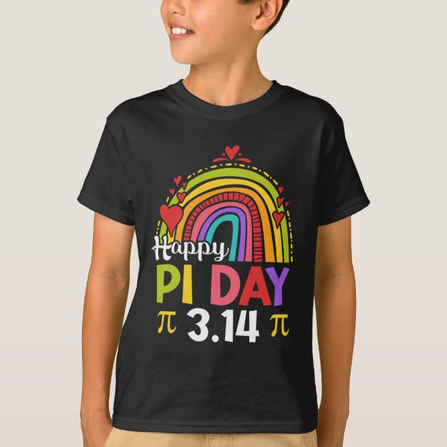 Pi Day Shirt Teacher Rainbow Funny Lycklig Pi Day  T (Framsida)