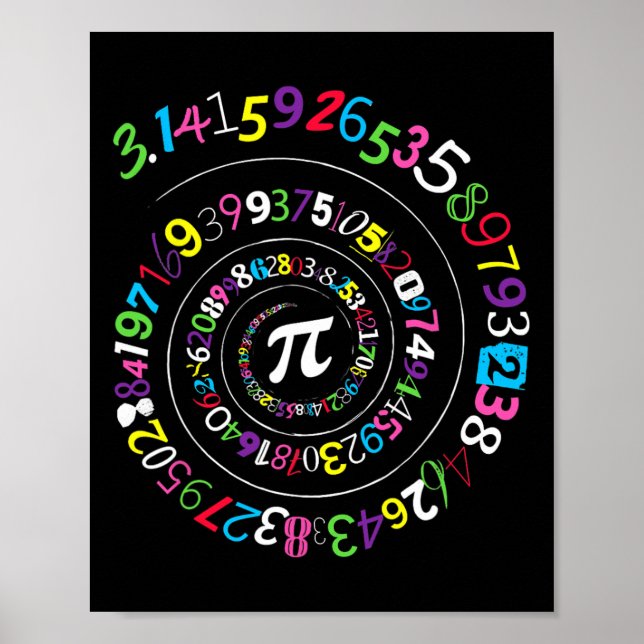 Pi Day Spiral Färg 3.14 Lycklig Pi Day 1 Poster (Framsidan)
