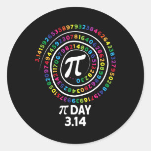 Pi Day Spiral Färg 3.14 Lycklig Pi Day Runt Klistermärke