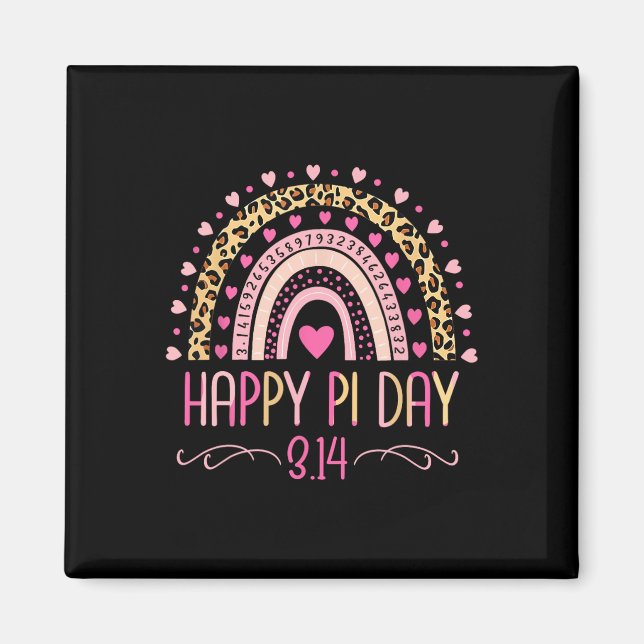 Pi Day Spiral Pi Math Teacher 3.14 Leopard Rainbow Magnet (Framsidan)