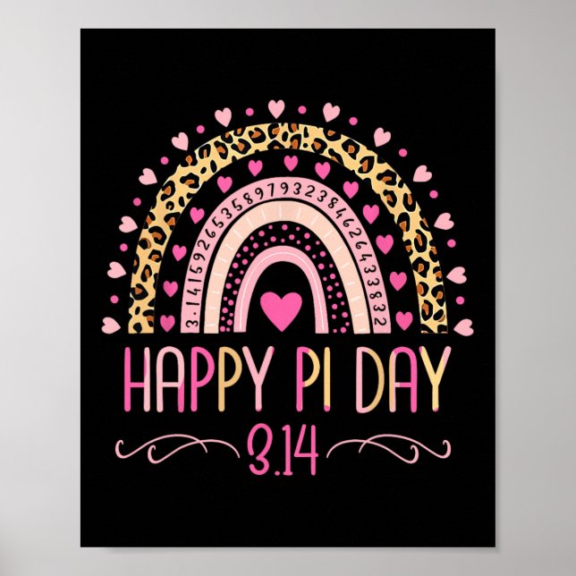 Pi Day Spiral Pi Math Teacher 3.14 Leopard Rainbow Poster (Framsidan)