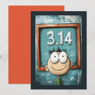 Pi Day Stollig Big Eyed Tecknade figurer Inbjudningar