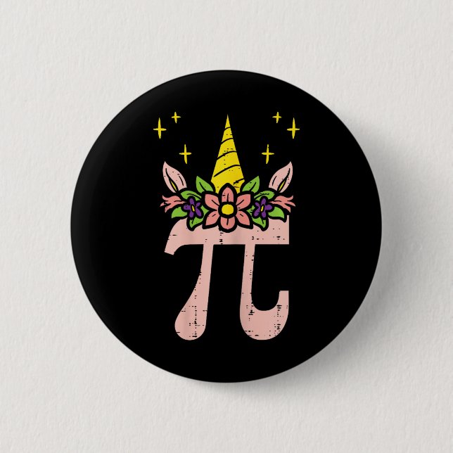 Pi Day Symbol Unicorn Head Cute 314 Math Pun Geek Knapp (Framsida)