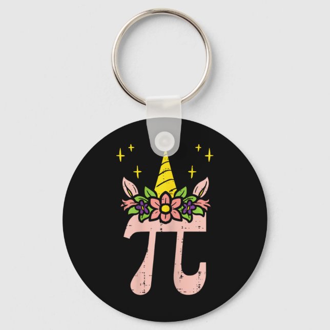 Pi Day Symbol Unicorn Head Cute 314 Math Pun Geek Nyckelring (Framsida)