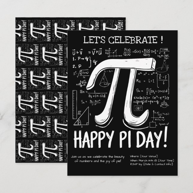 Pi Day-vykort för lycklig - Roligt Math Vykort (Fram/baksida)