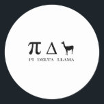 Pi Delta Llama Mathematics Symbols Runt Klistermärke<br><div class="desc">Lustigt,  coola,  kärlek,  vintage,  presentidé,  födelsedag,  party,  humor,  fantastisk</div>