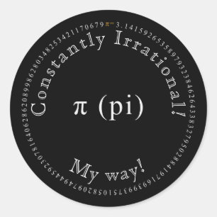 Pi, den irrationella matematiska konstanten funny runt klistermärke