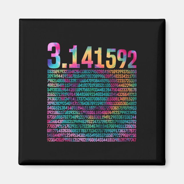 Pi Design for Teacher Tie Dye 3.14 Pi Digits Lyckl Magnet (Framsidan)