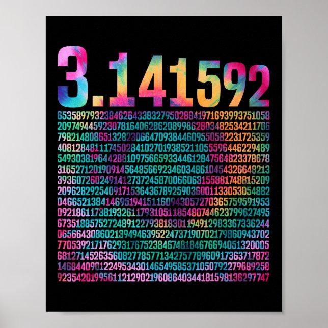 Pi Design for Teacher Tie Dye 3.14 Pi Digits Lyckl Poster (Framsidan)