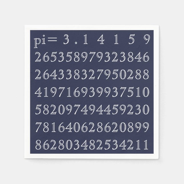 Pi Digits PiDay Party Mathematics Numbers Blue Pappersservett (Framsidan)