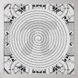 Pi i Spiral till 2 210 siffror i Grått Poster
