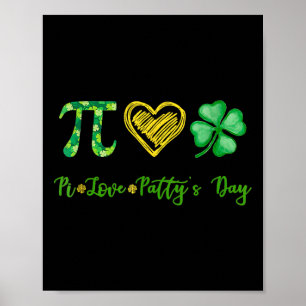 Pi Kärlek Shamrock Pattys dag Math Teacher St Patr Poster