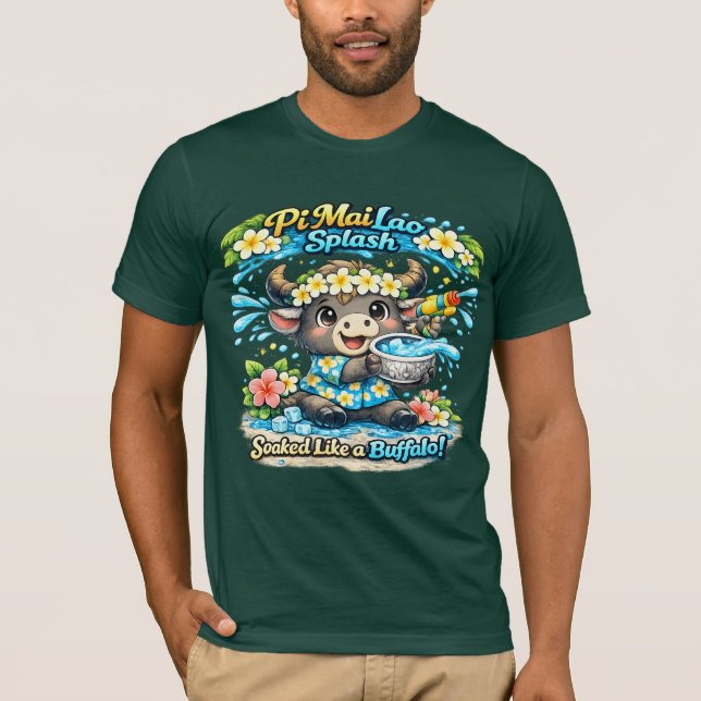 Pi Mai Lao Splash Genomvåt Som En Buffel Rolig Trö T Shirt (Framsida)