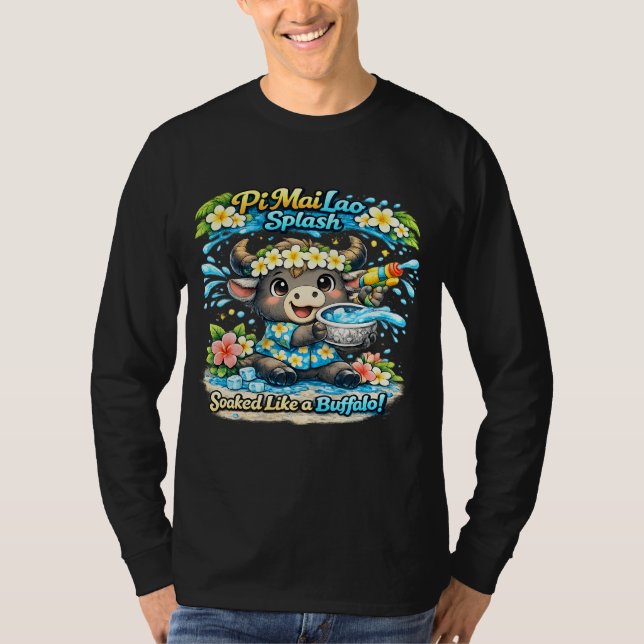 Pi Mai Lao Splash Genomvåt Som En Buffel Rolig Trö T Shirt (Framsida)