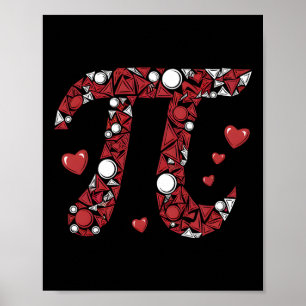 Pi Math Älskare Lacher Valentines day Hearts Kärle Poster