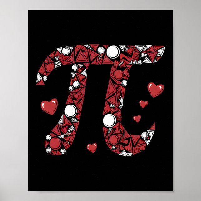 Pi Math Älskare Lacher Valentines day Hearts Kärle Poster (Framsidan)
