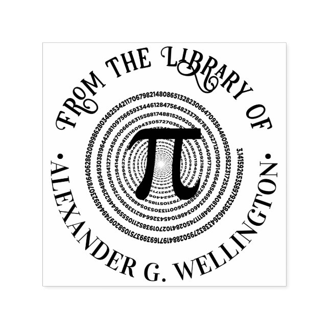 Pi Math Symbol Spiral Grel Bibliotek Bok Namn Självfärgande Stämpel (Design)