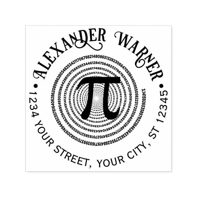 Pi Math Symbol Spiral Grel Brev Namn Adress Självfärgande Stämpel (Design)