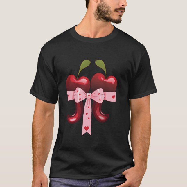 Pi Math Tee Math Teacher Coquette Bow Cherry valv (Framsida)