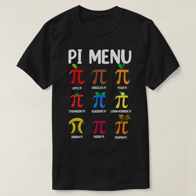 Pi Menu 314 PiMath Teacher Lycklig Pi Day T Shirt (Design framsida)