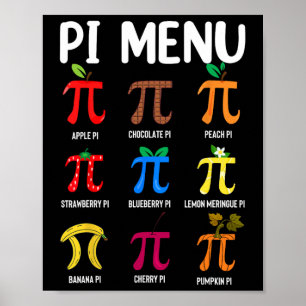 Pi Menu 3.14 Pi Symbol - Math Teacher Lycklig Pi D Poster