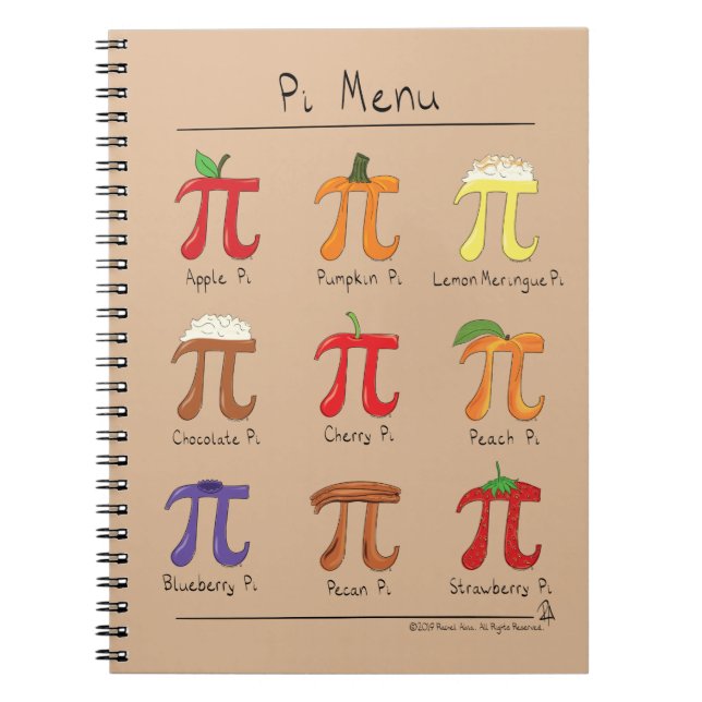 Pi Menu Cute Math Pi Day-anteckningsbok Anteckningsbok (Framsidan)